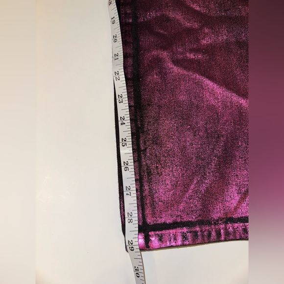 NWT Forever 21 Premium Jeans Women’s 30 Metallic Pink Mid Rise Slim Straight Leg - Picture 5 of 6